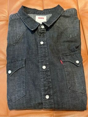 Levi's Black Denim Button-Up Shirt with Red Tag